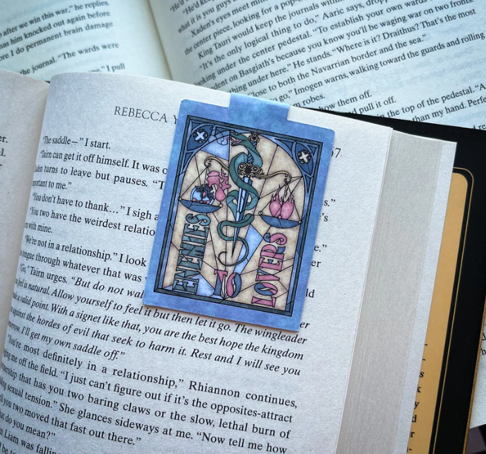 Enemies To Lovers - Stained Glass Book Tropes Magnetic Bookmark