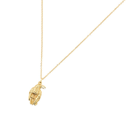 Edgar Allan Poe Raven - Gold Pendant Necklace
