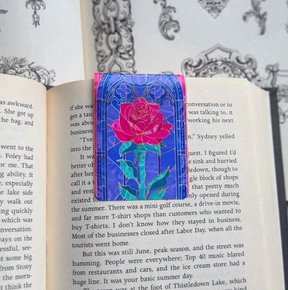 Rose - Stained Glass Medieval Magnetic Bookmark
