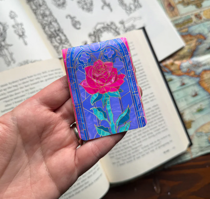 Rose - Stained Glass Medieval Magnetic Bookmark