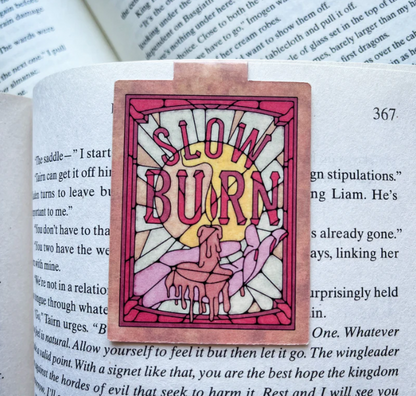 Slow Burn - Stained Glass Book Tropes Magnetic Bookmark