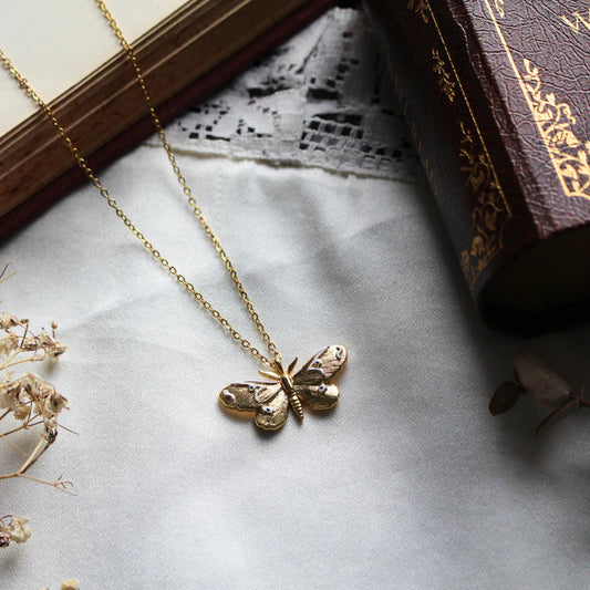 Moths and Butterflies - Gold Pendant Necklace
