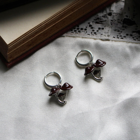 Secrets of the Forest Floor Mushroom - Silver Pendant Earrings
