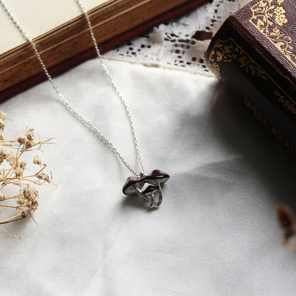 Secrets of the Forest Floor Mushroom - Silver Pendant Necklace