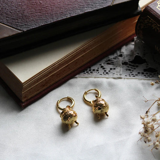 The Encyclopedia of Potion Making Cauldron - Gold Pendant Earrings