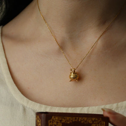 The Encyclopedia of Potion Making Cauldron - Gold Pendant Necklace