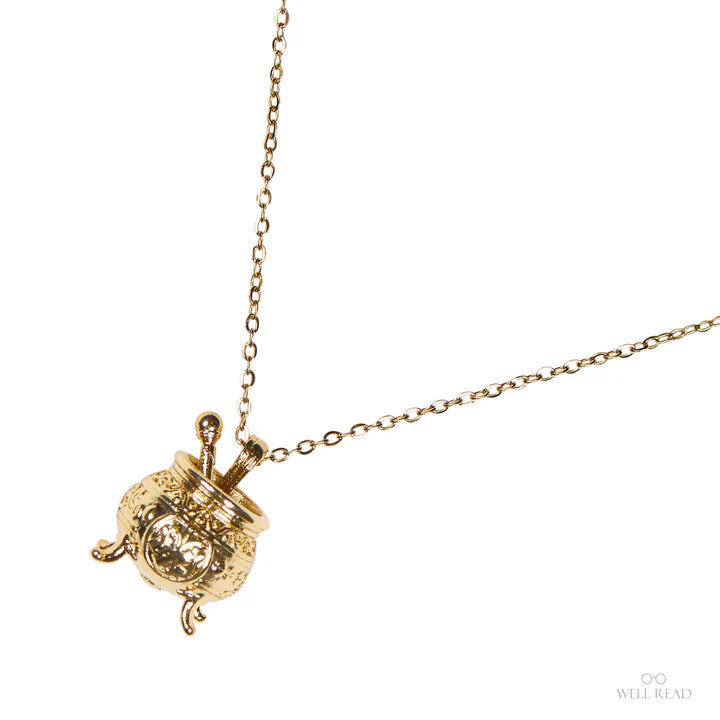 The Encyclopedia of Potion Making Cauldron - Gold Pendant Necklace